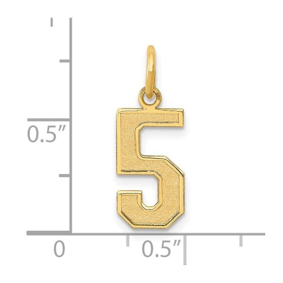 14k Yellow Gold, Jersey Collection, Medium Number 5 Pendant - Picture 4 of 5